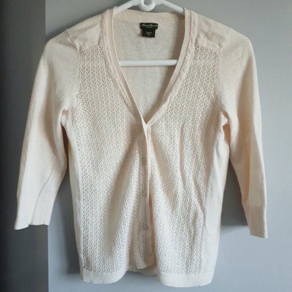 Eddie Bauer Cream Knit Cardigan - Picture 1 of 6